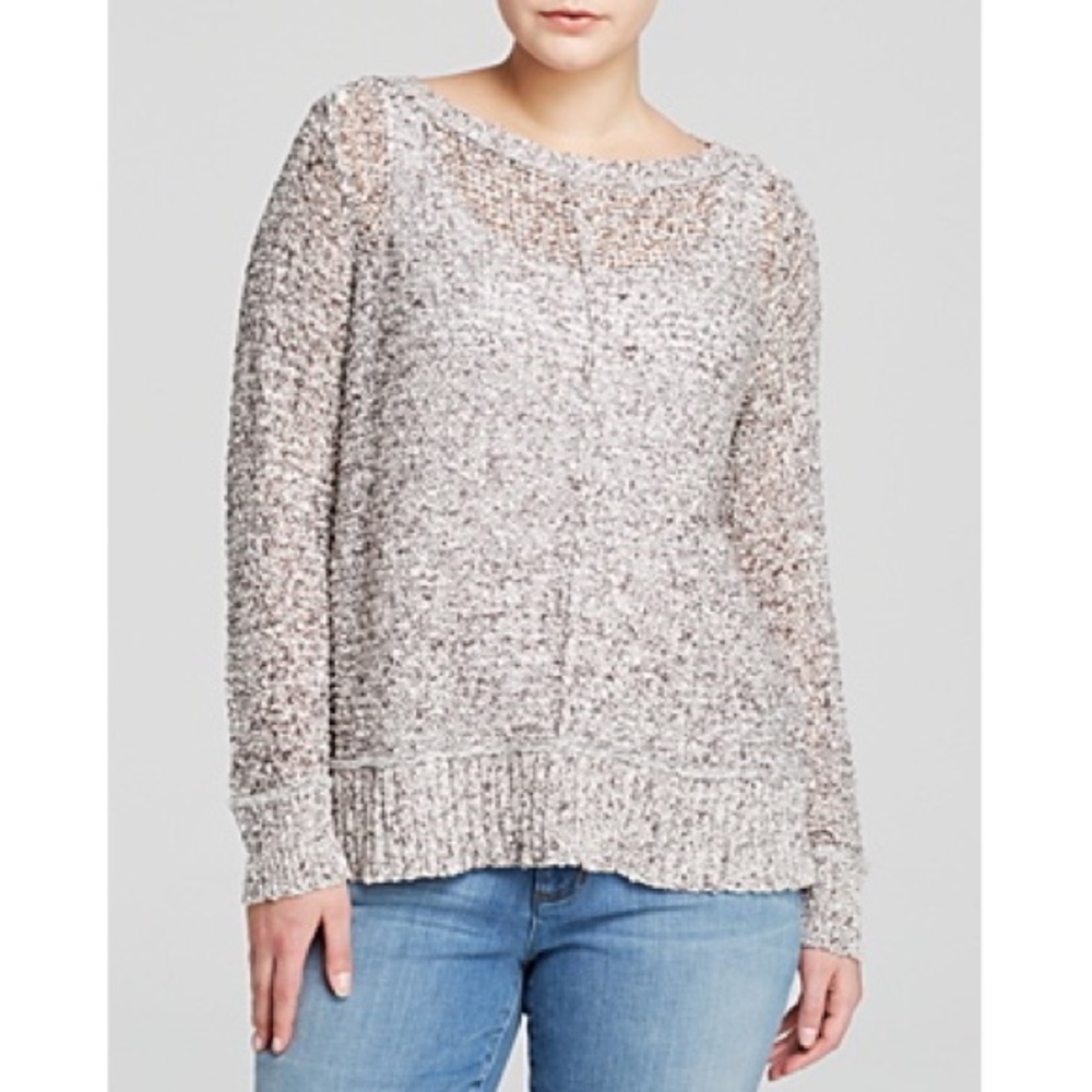 Eileen Fisher | Marled Cotton Loose Chunky Knit Boxy Popover Sweater